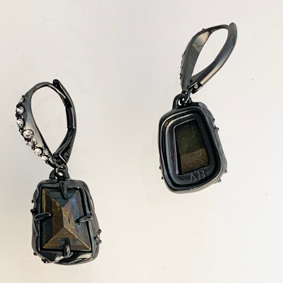 ALEXIS BITTAR • NEW Elements Pyrite Stone Rocky Drop Gunmetal Earrings - Picture 9 of 13